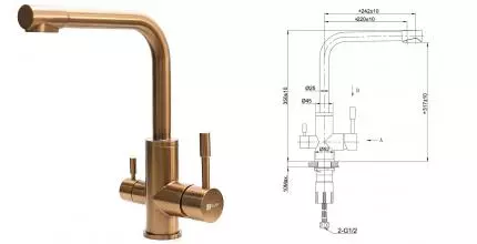 Смеситель для кухни с подключением к фильтру «Lemark» Expert LM5061RGN розовое золото