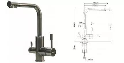 Смеситель для кухни с подключением к фильтру «Lemark» Expert LM5061GMN графит