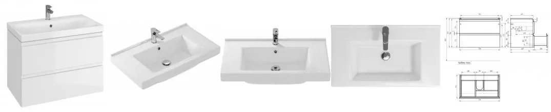 Тумба с раковиной «Cersanit» Moduo 80 64141 (Grand 80) подвесная белая