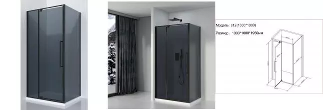 Душевой угол-ограждение «Black & White» S812 BG 100/100 тонированный/чёрный универсальный без поддона Душевой угол-ограждение «Black & White» S812 BG 100/100 тонированный/чёрный универсальный без поддона