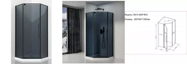 Душевой угол-ограждение «Black & White» S815 BG 90/90 тонированный/чёрный универсальный без поддона Душевой угол-ограждение «Black & White» S815 BG 90/90 тонированный/чёрный универсальный без поддона