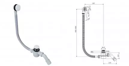 Сифон для ванны слив-перелив «Excellent» Moli ARIN.3210WH перелив 100 см белый матовый Клик-клак