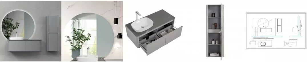 Мебель для ванной подвесная «Black & White» U915.1200L серая/белоснежная