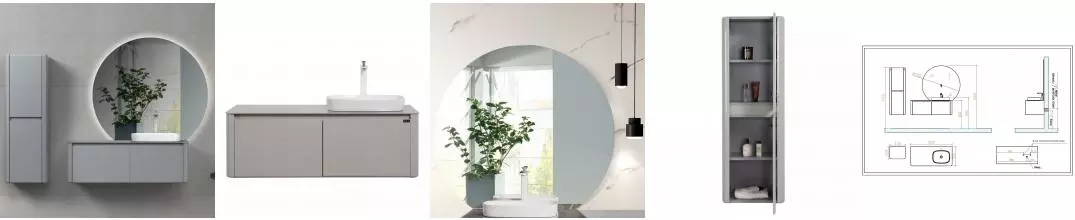 Мебель для ванной подвесная «Black & White» U915.1200R серая/белоснежная