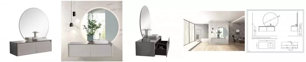 Мебель для ванной подвесная «Black & White» U915.1400R серая/белоснежная