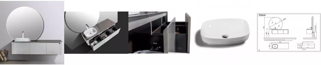 Мебель для ванной подвесная «Black & White» U915.1600L серая/белоснежная