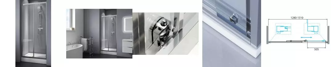 Душевая дверь «Belbagno» DUE-BF-1-130-C-Cr 130/190 прозрачная/хром