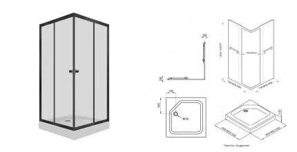 Душевой угол-ограждение «Triton» Вента-Блэк 90/90 прозрачный/чёрный низкий поддон универсальный