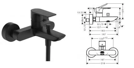 Смеситель для ванны «Hansgrohe» Rebris E 72450670 чёрный матовый