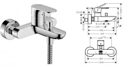 Смеситель для ванны «Hansgrohe» Rebris S 72440000 хром