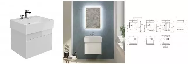 Тумба с раковиной «Kerama Marazzi» Logica 60 (Logica 60-2) подвесная белоснежный Тумба с раковиной «Kerama Marazzi» Logica 60 (Logica 60-2) подвесная белоснежный