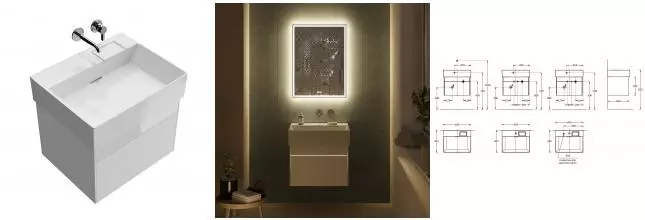 Тумба с раковиной «Kerama Marazzi» Logica 60 (Logica 60) подвесная белоснежный Тумба с раковиной «Kerama Marazzi» Logica 60 (Logica 60) подвесная белоснежный