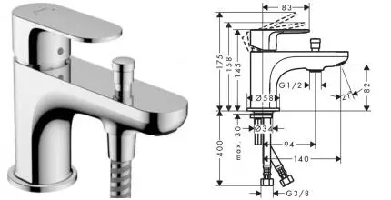 Смеситель на борт ванны «Hansgrohe» Rebris S 72436000 хром Смеситель на борт ванны «Hansgrohe» Rebris S 72436000 хром