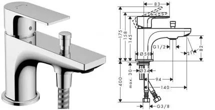 Смеситель на борт ванны «Hansgrohe» Rebris E 72437000 хром