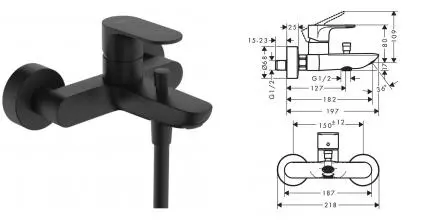 Смеситель для ванны «Hansgrohe» Rebris S 72440670 чёрный матовый Смеситель для ванны «Hansgrohe» Rebris S 72440670 чёрный матовый