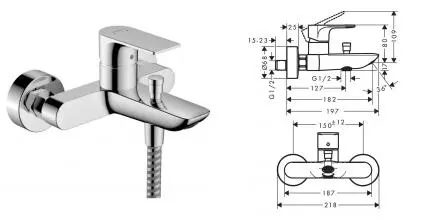 Смеситель для ванны «Hansgrohe» Rebris E 72450000 хром Смеситель для ванны «Hansgrohe» Rebris E 72450000 хром