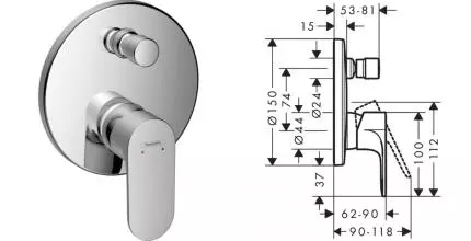 Внешняя часть смесителя «Hansgrohe» Rebris S 72466000 хром Внешняя часть смесителя «Hansgrohe» Rebris S 72466000 хром