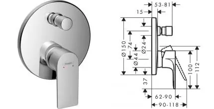 Внешняя часть смесителя «Hansgrohe» Rebris E 72468000 хром