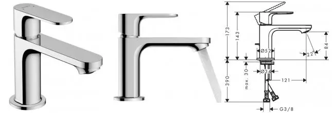 Смеситель для раковины «Hansgrohe» Rebris S 72468000 с донным клапаном хром Смеситель для раковины «Hansgrohe» Rebris S 72468000 с донным клапаном хром