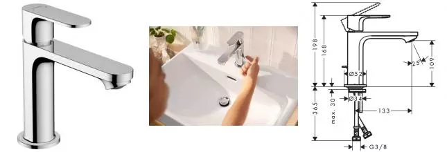 Смеситель для раковины «Hansgrohe» Rebris S 72517000 с донным клапаном хром Смеситель для раковины «Hansgrohe» Rebris S 72517000 с донным клапаном хром
