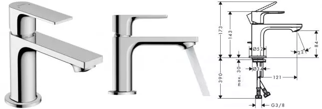 Смеситель для раковины «Hansgrohe» Rebris E 72550000 с донным клапаном хром Смеситель для раковины «Hansgrohe» Rebris E 72550000 с донным клапаном хром