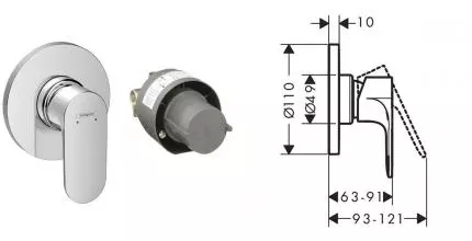 Смеситель для душа «Hansgrohe» Rebris S 72648000 хром