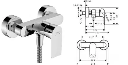 Смеситель для душа «Hansgrohe» Rebris E 72650000 хром