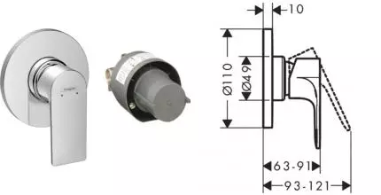 Смеситель для душа «Hansgrohe» Rebris E 72658000 хром