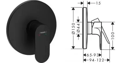 Внешняя часть смесителя «Hansgrohe» Rebris S 72667670 чёрная матовая Внешняя часть смесителя «Hansgrohe» Rebris S 72667670 чёрная матовая
