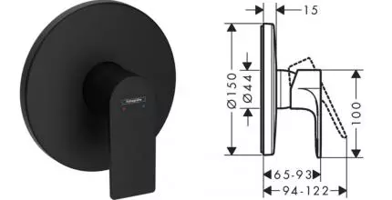 Внешняя часть смесителя «Hansgrohe» Rebris E 72668670 чёрная матовая Внешняя часть смесителя «Hansgrohe» Rebris E 72668670 чёрная матовая
