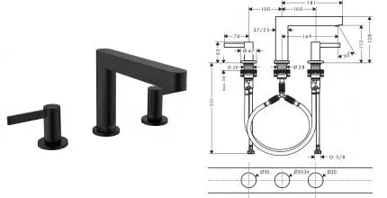 Смеситель для раковины «Hansgrohe» Finoris 76033670 с донным клапаном чёрный матовый Смеситель для раковины «Hansgrohe» Finoris 76033670 с донным клапаном чёрный матовый