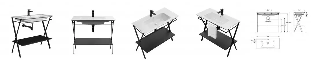 Консоль «Kerama Marazzi» Piano Next 95 (Piano 95) чёрная матовая