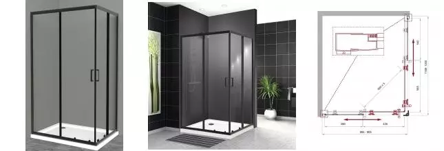 Душевой угол-ограждение «Belbagno» UNO-195-AH-2-120/90-C-NERO 120/90 прозрачный/чёрный прямоугольный без поддона универсальный Душевой угол-ограждение «Belbagno» UNO-195-AH-2-120/90-C-NERO 120/90 прозрачный/чёрный прямоугольный без поддона универсальный