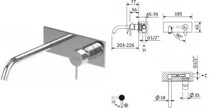 Смеситель для раковины «Cezares» LEAF-BLI1-L-01-W0 хром