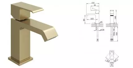 Смеситель для раковины «Cezares» PORTA-LS1-SR с донным клапаном sunrise
