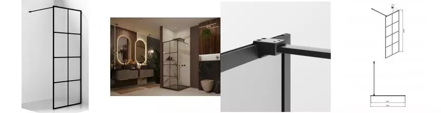 Душевая перегородка «Ambassador» Walk-in Black 15031241 90/200 прозрачная без поддона универсальная Душевая перегородка «Ambassador» Walk-in Black 15031241 90/200 прозрачная без поддона универсальная