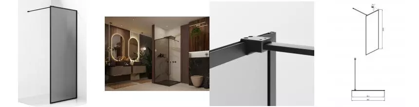 Душевая перегородка «Ambassador» Walk-in Black 15032219 90/200 тонированная без поддона универсальная Душевая перегородка «Ambassador» Walk-in Black 15032219 90/200 тонированная без поддона универсальная