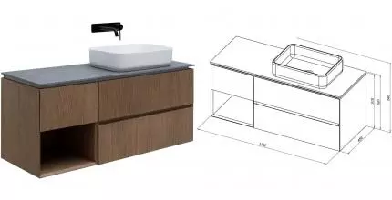 Тумба под раковину «Allen Brau» Infinity 120 R (274262) подвесная natural oak правая