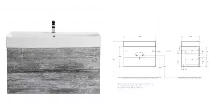 Тумба с раковиной «Cezares» Molveno-46 80 (CZR-MIL-80-LVB 80/46) подвесная Legno Grigio