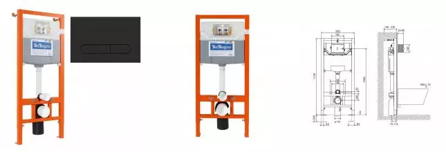 Инсталляция для унитаза с кнопкой «Belbagno» BB001-120/BB007-PR-NERO.M Инсталляция для унитаза с кнопкой «Belbagno» BB001-120/BB007-PR-NERO.M