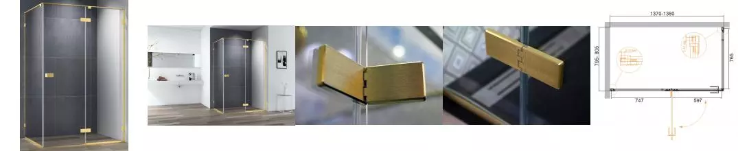 Душевой угол-ограждение «Cezares» BELLAGIO-AH-1-140/80-C-BORO 140/80 прозрачный/брашированное золото прямоугольный без поддона универсальный Душевой угол-ограждение «Cezares» BELLAGIO-AH-1-140/80-C-BORO 140/80 прозрачный/брашированное золото прямоугольный без поддона универсальный