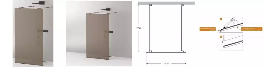 Душевая перегородка «Cezares» LIBERTA-L-2-100-120-BR-NERO 100/195 бронза/чёрная