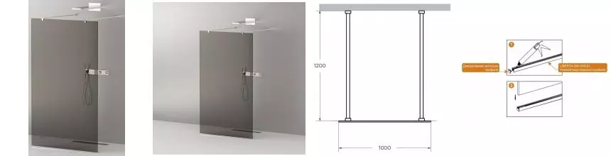 Душевая перегородка «Cezares» LIBERTA-L-2-100-120-GR-Cr 100/195 графит/хром