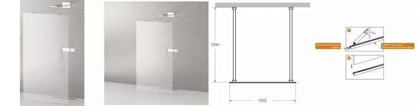 Душевая перегородка «Cezares» LIBERTA-L-2-105-120-C-Cr 105/195 прозрачная/хром