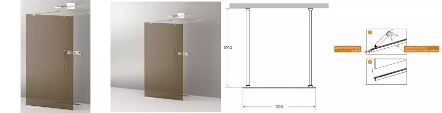 Душевая перегородка «Cezares» LIBERTA-L-2-110-120-BR-Cr 110/195 бронза/хром
