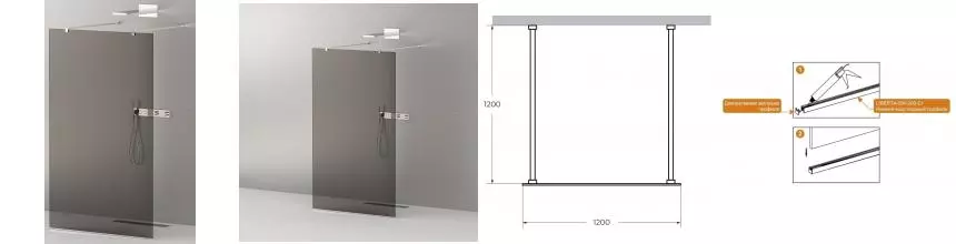 Душевая перегородка «Cezares» LIBERTA-L-2-120-120-GR-Cr 120/195 графит/хром