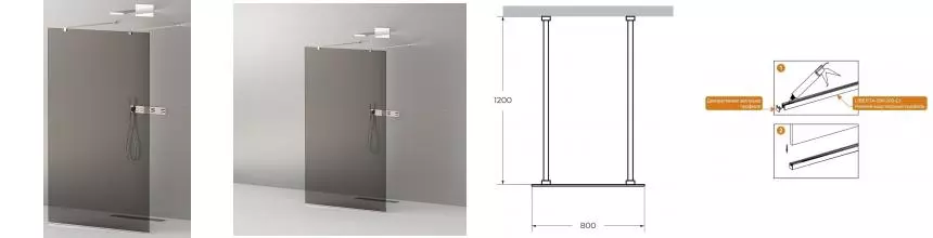 Душевая перегородка «Cezares» LIBERTA-L-2-80-120-GR-Cr 80/195 графит/хром