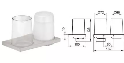 Стакан для зубных щёток и дозатор для жидкого мыла «Keuco» Edition 11 11153059000 на стену шлифованный никель