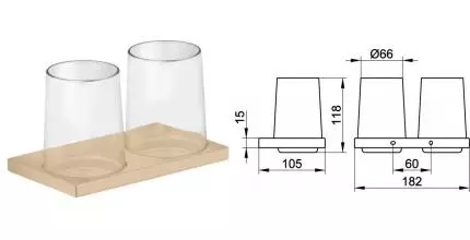 Двойной стакан для зубных щёток «Keuco» Edition 11 11151039000 на стену шлифованная бронза Двойной стакан для зубных щёток «Keuco» Edition 11 11151039000 на стену шлифованная бронза