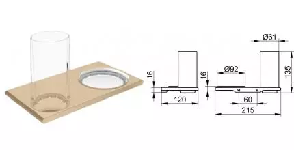 Мыльница со стаканом для зубных щёток «Keuco» Edition 400 11556039000 на стену шлифованная бронза